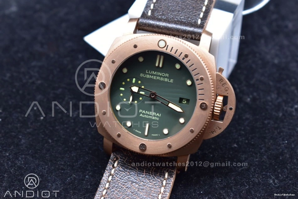 Super Edition N Bronzo Calfskin P.9000 PAM382 VSF 987 V Clone Strap 1:1 Distressed WrinkleFree Best on Brown 1008